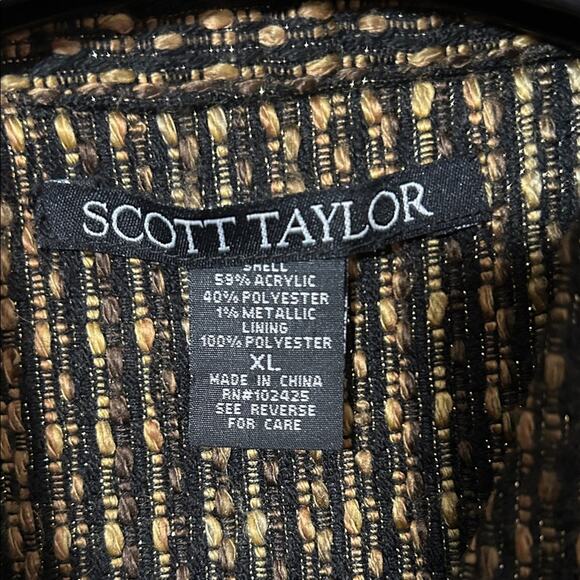 Scott Taylor women’s Sz XL Elegant Black & Gold lined Tweed Blazer - Picture 3 of 7